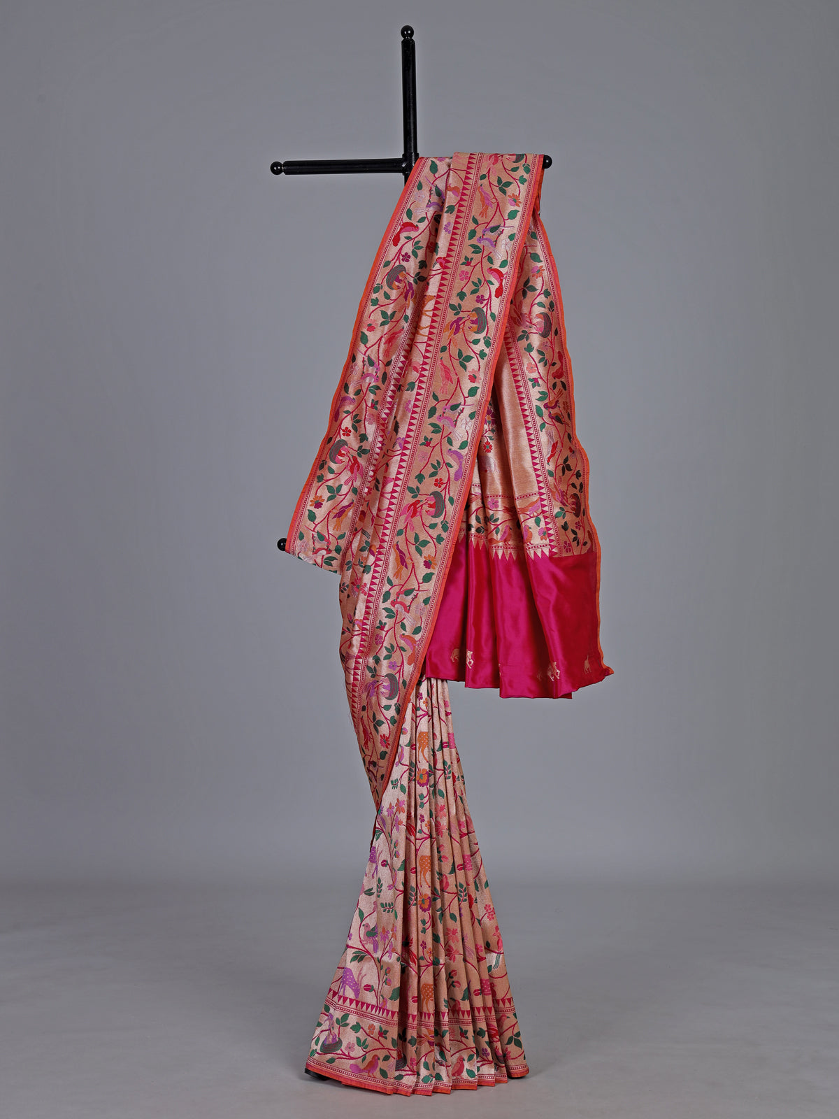 Rani pink pure banarasi silk heritage saree