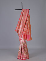 Light pink banarasi silk woven festive saree