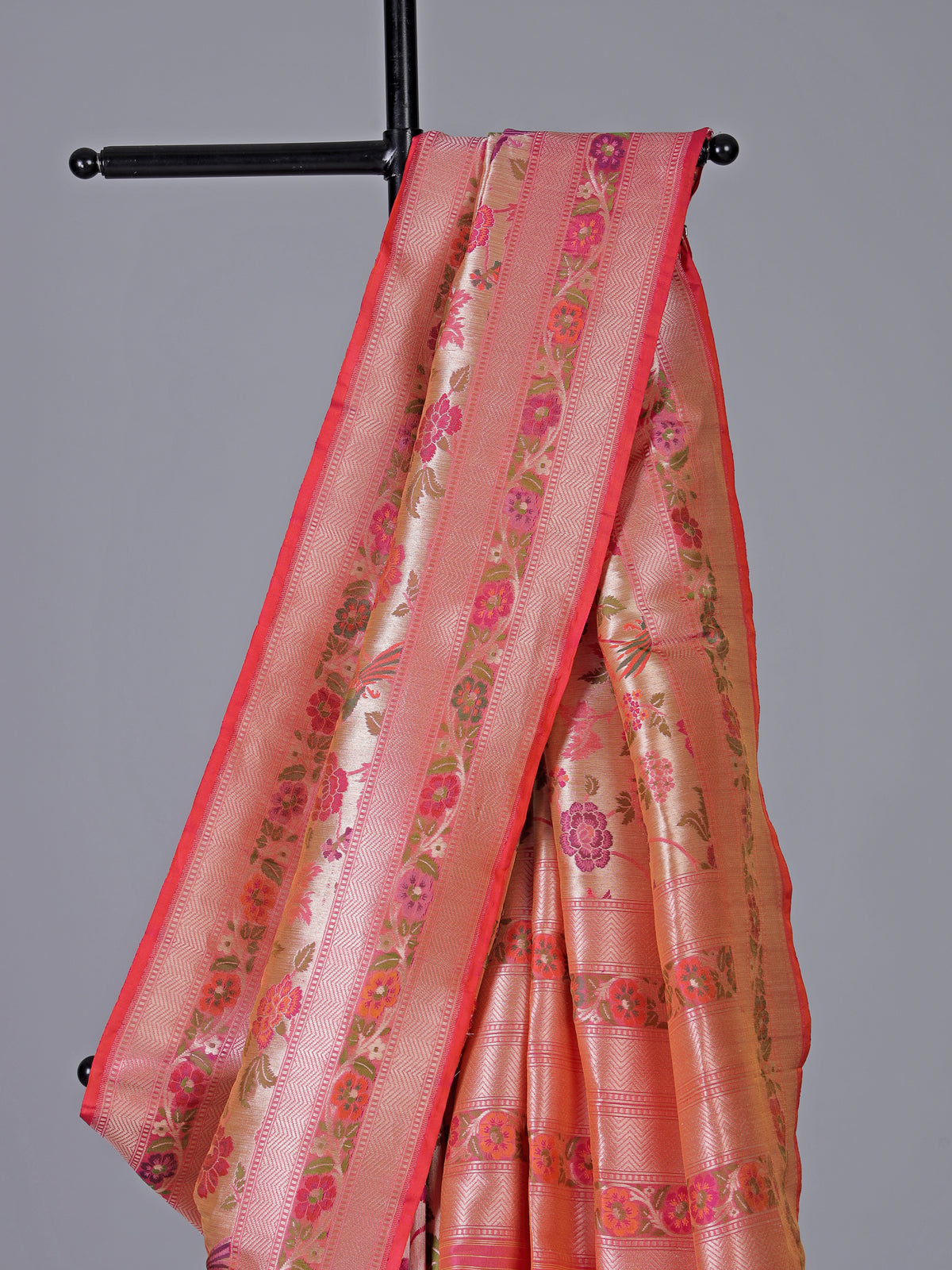 Light pink banarasi silk woven festive saree