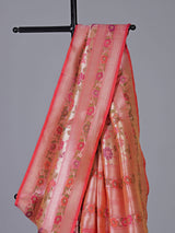 Light pink banarasi silk woven festive saree