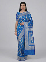 Sky blue pure banarasi silk zari saree