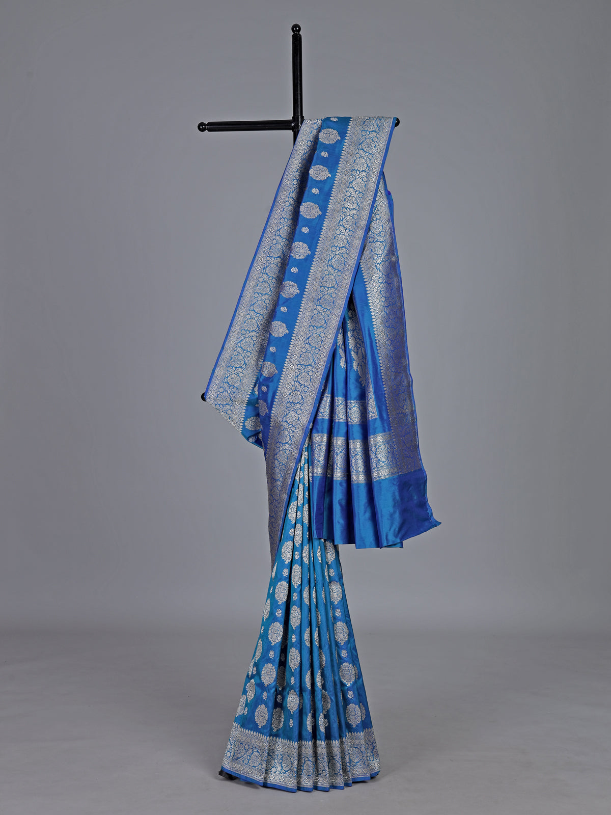 Sky blue pure banarasi silk zari saree