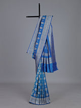 Sky blue pure banarasi silk zari saree
