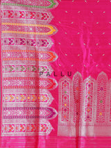 Fuchsia pink pure banarasi silk wedding saree