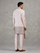 Light pink silk Indowestern set with dupatta