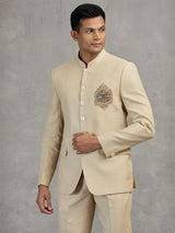 Gold linen jodhpuri suit for men