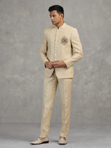 Gold linen jodhpuri suit for men