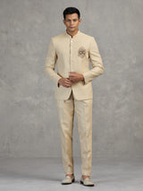 Gold linen jodhpuri suit for men