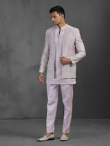 Lilac purple silk Indowestern set for wedding ceremonies
