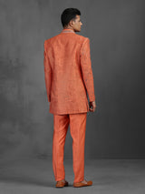 Orange cutdana worked silk Indowestern set