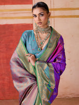 Purple silk pooja wear saree