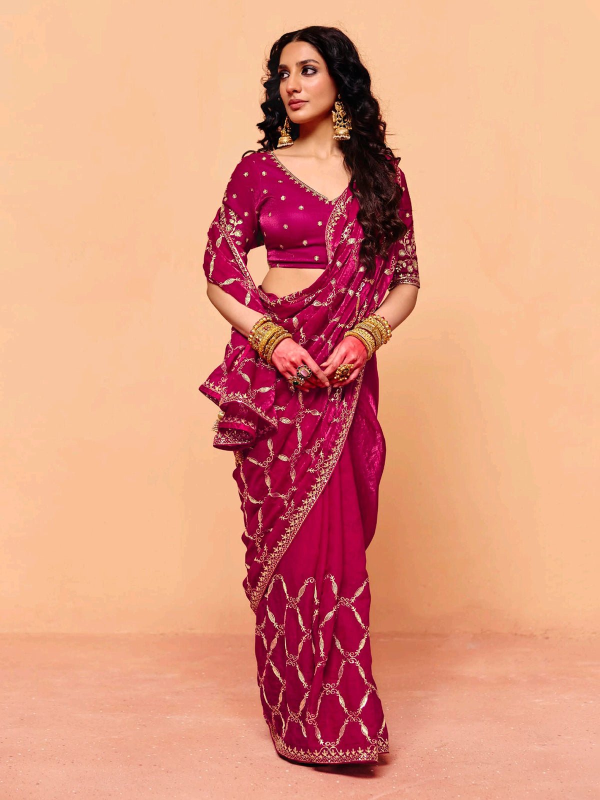 Pastel wine tissue silk embroidered occasion wear saree