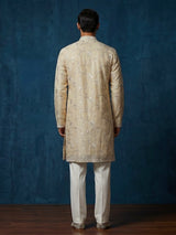 Cream georgette embroidered wedding kurta suit