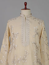 Cream georgette embroidered wedding kurta suit