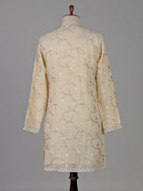 Cream georgette embroidered wedding kurta suit