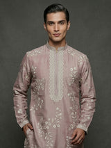 Onion pink georgette embroidered occasion kurta suit