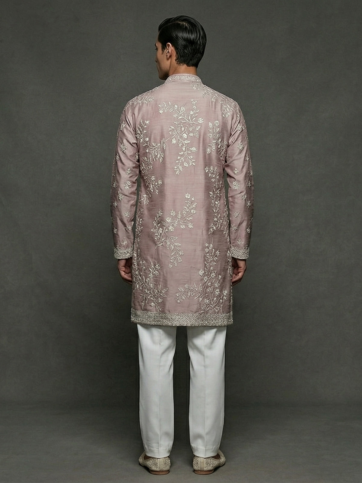 Onion pink georgette embroidered occasion kurta suit