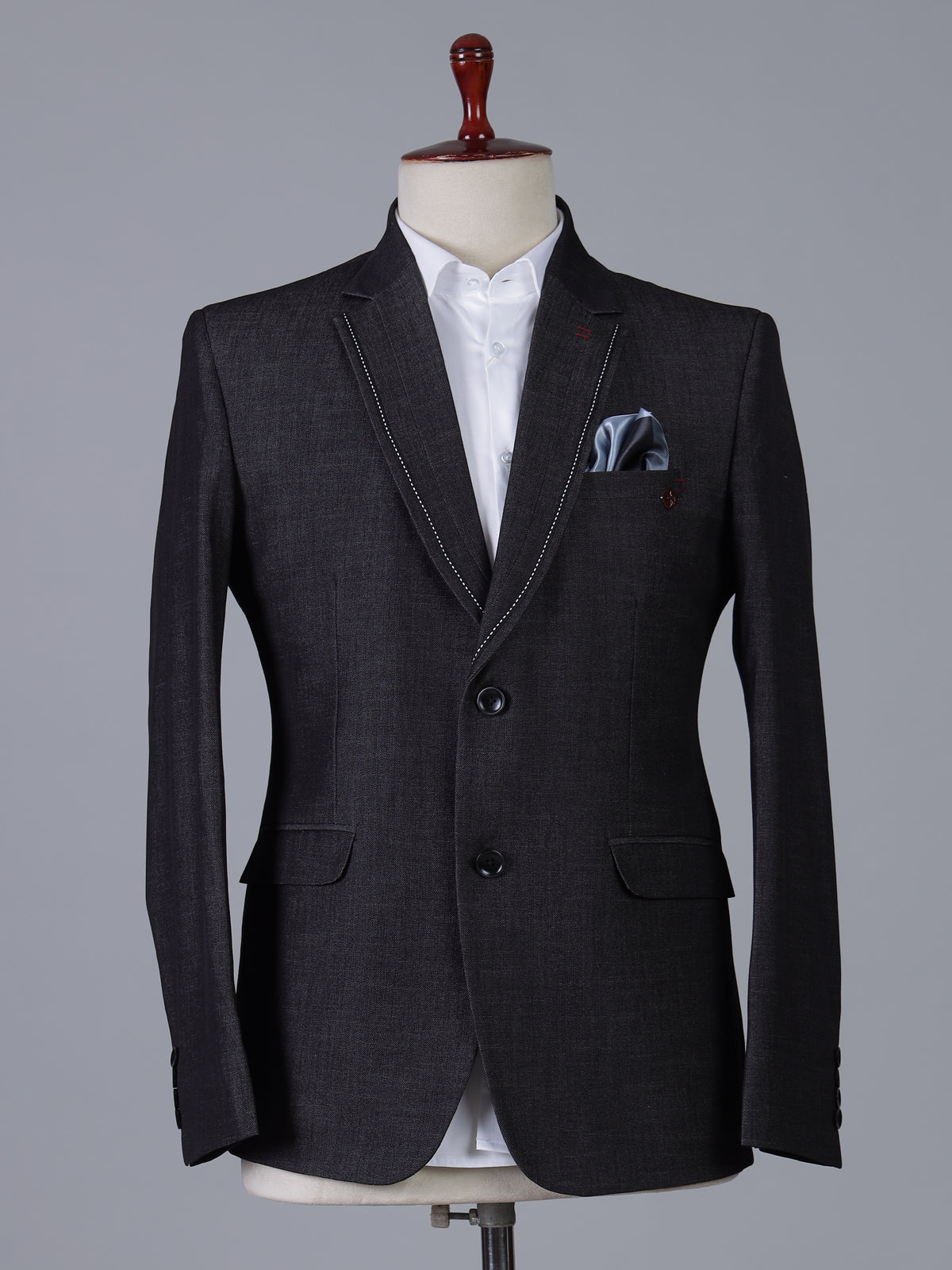 Elegant charcoal grey terry rayon formal blazer