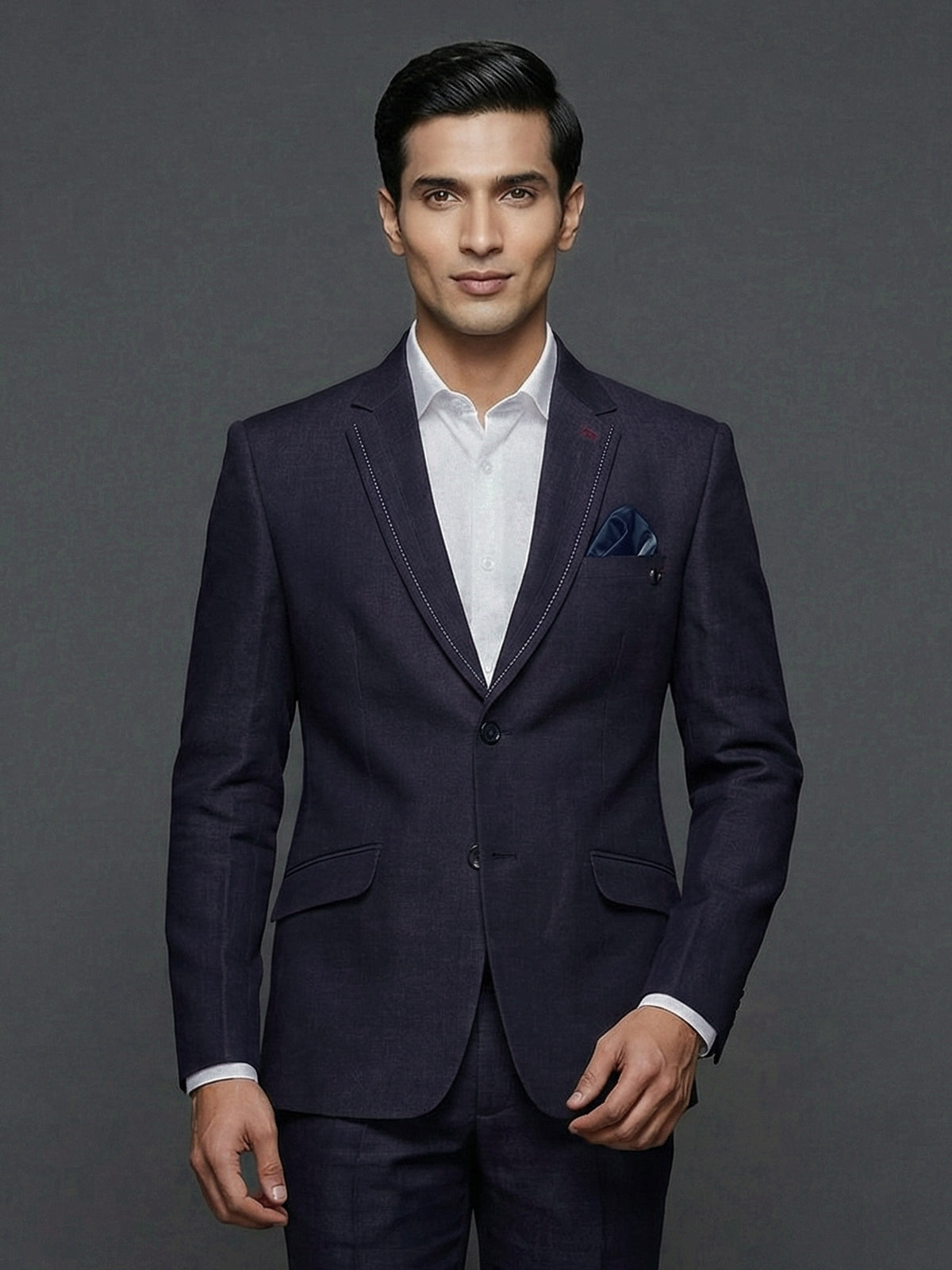 Deep navy blue terry rayon festive blazer