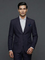 Deep navy blue terry rayon festive blazer