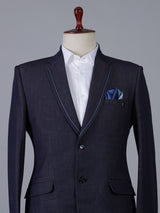 Deep navy blue terry rayon festive blazer