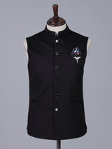 Black timeless polyester viscose waistcoat