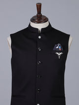 Black timeless polyester viscose waistcoat