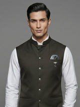 Dark green regal polyester viscose waistcoat