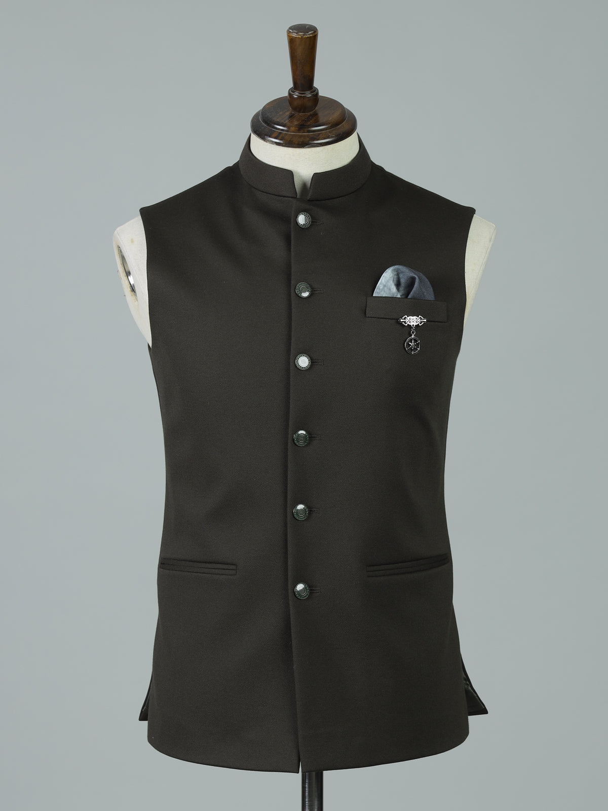 Dark green regal polyester viscose waistcoat