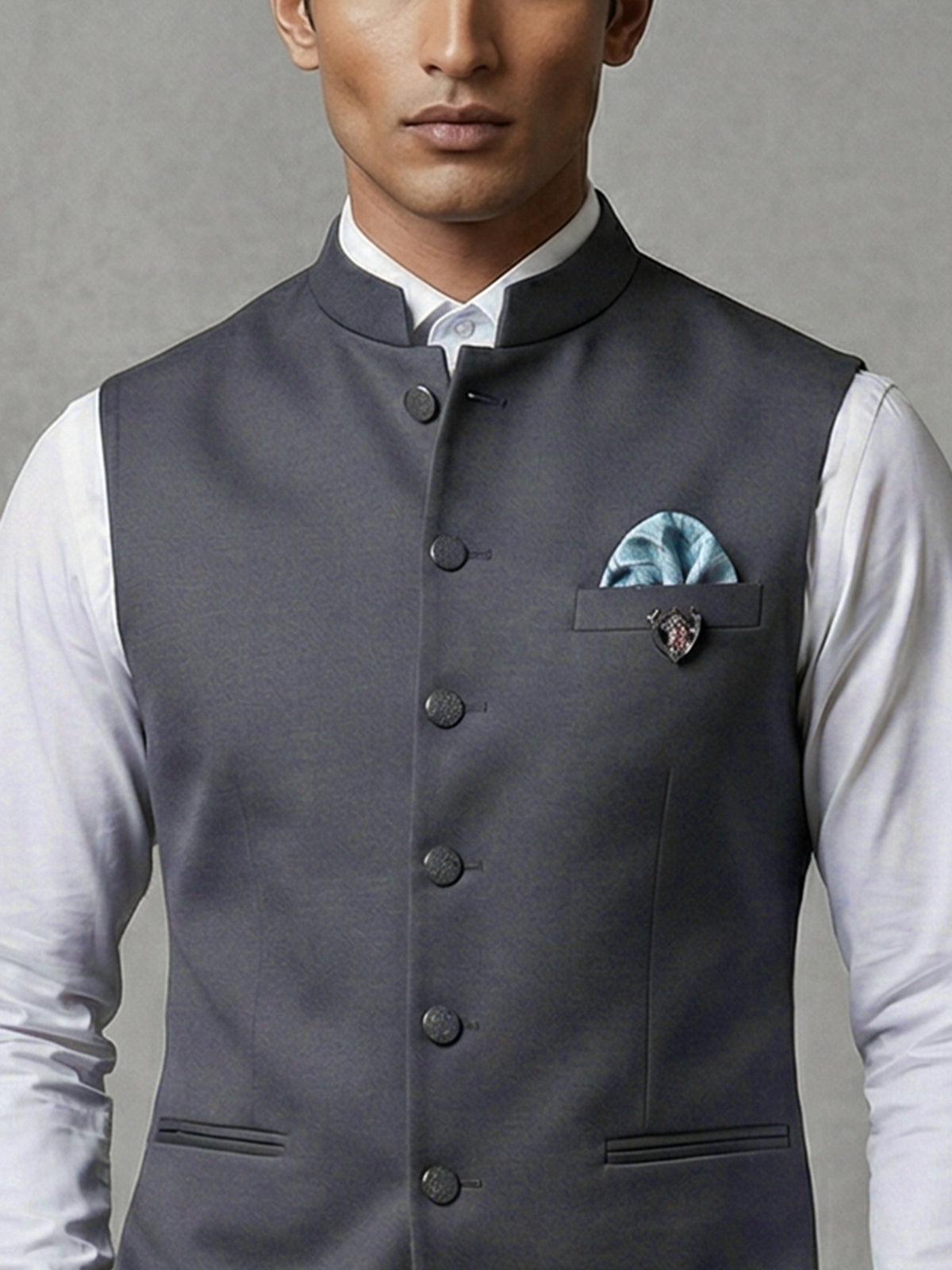 Grey versatile polyester viscose waistcoat