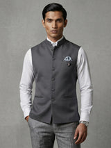 Grey versatile polyester viscose waistcoat