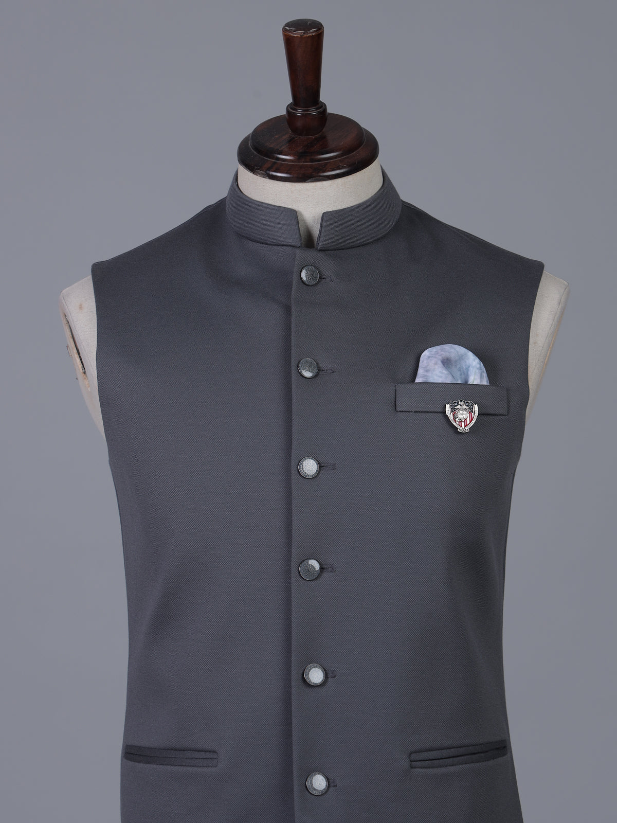 Grey versatile polyester viscose waistcoat