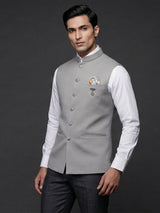 Light grey contemporary polyester viscose waistcoat