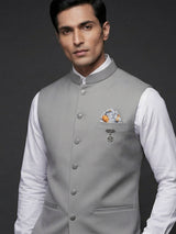 Light grey contemporary polyester viscose waistcoat