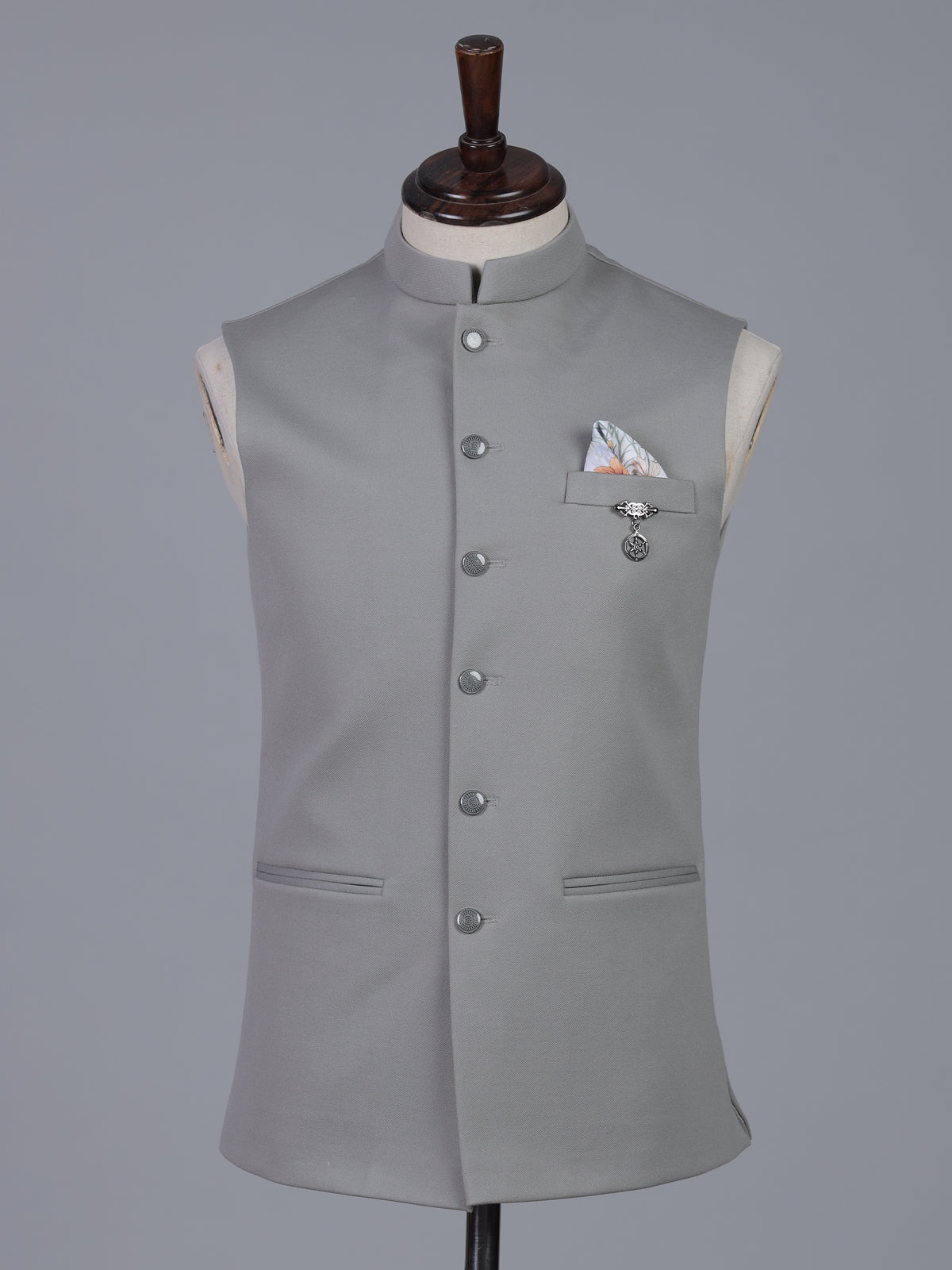 Light grey contemporary polyester viscose waistcoat
