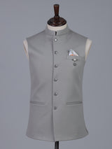 Light grey contemporary polyester viscose waistcoat