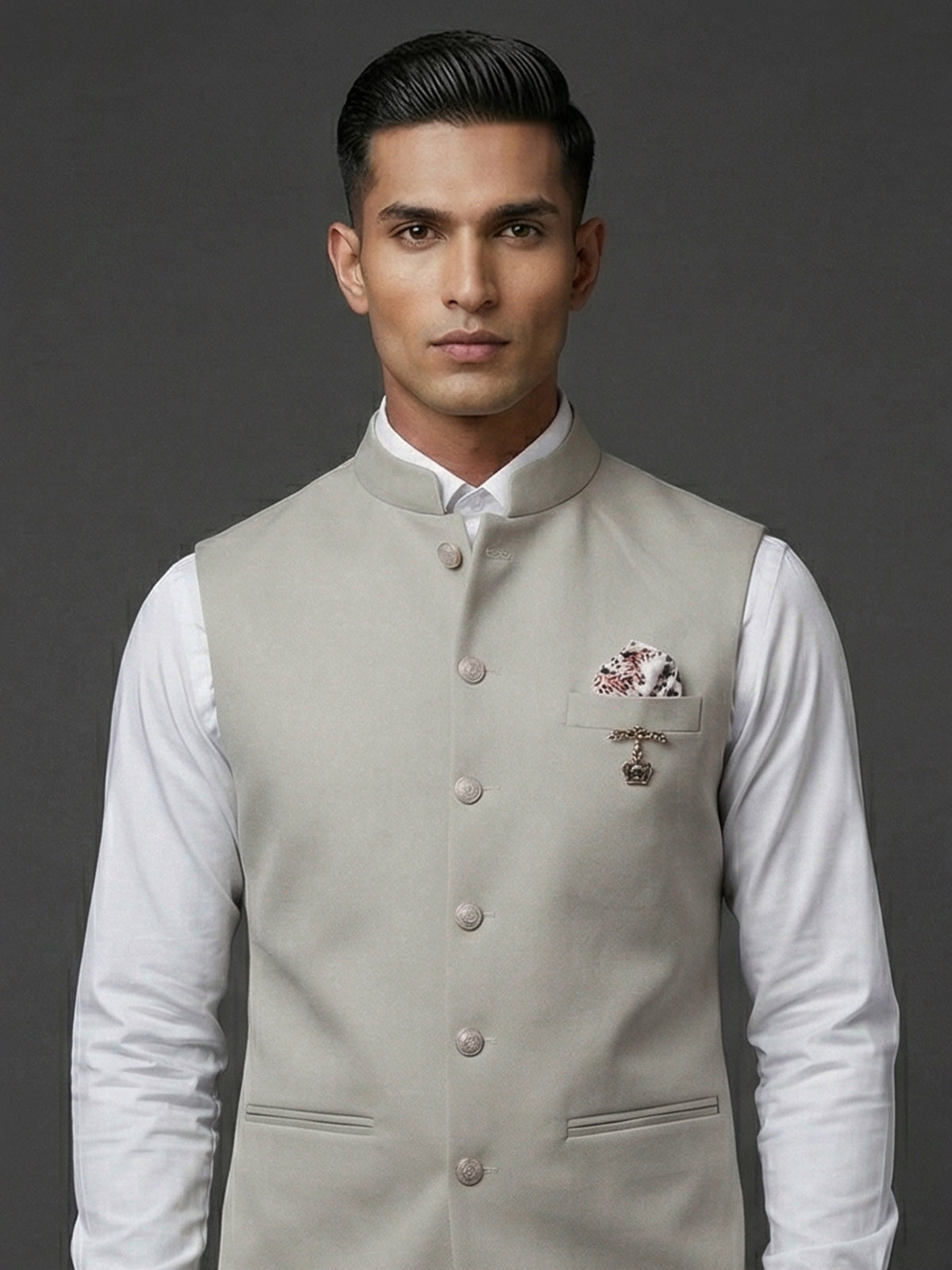 Cream sophisticated polyester viscose waistcoat
