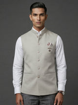 Cream sophisticated polyester viscose waistcoat