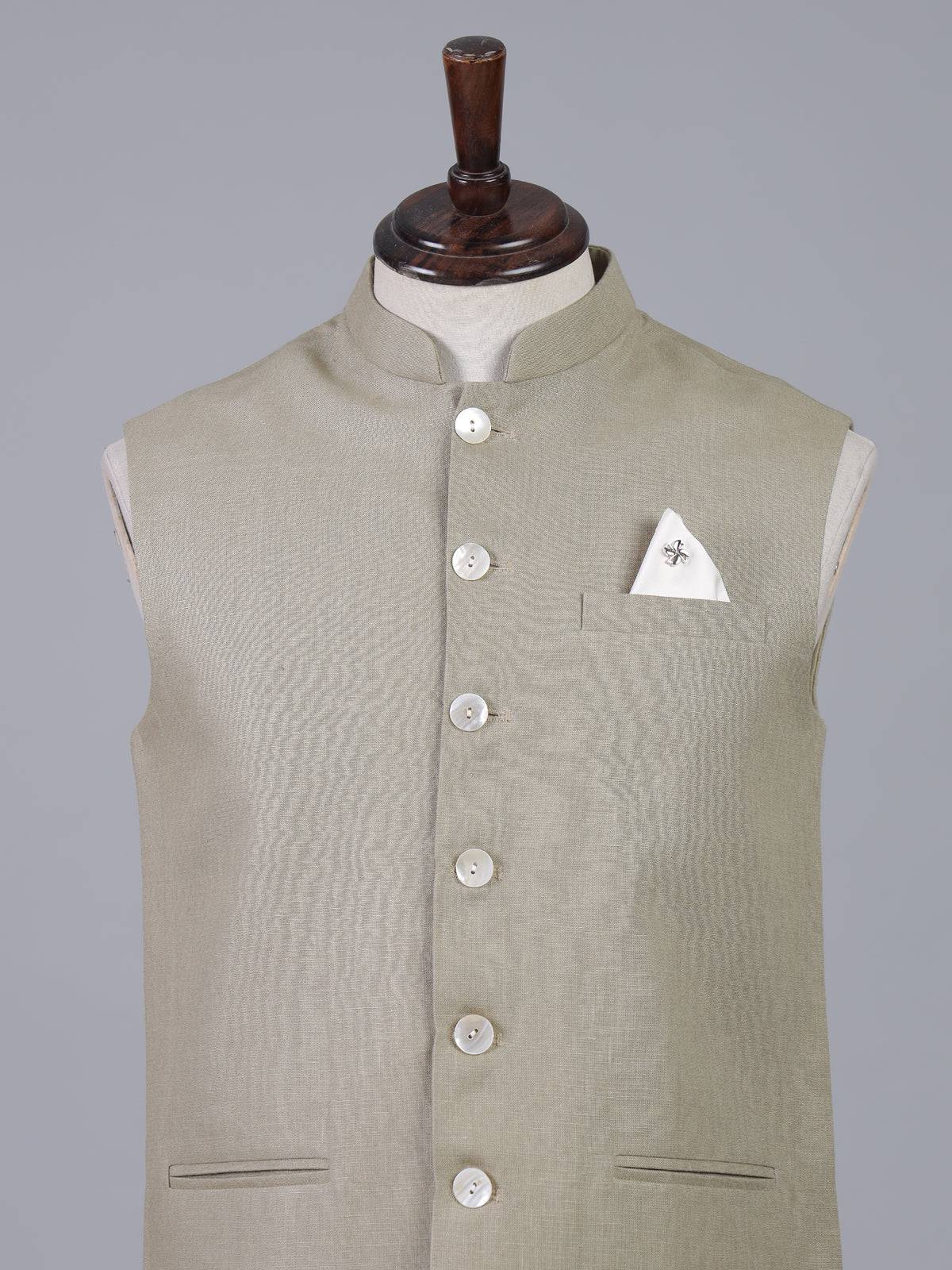 Beige classic cotton linen waistcoat