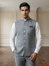 Stone grey modern cotton linen waistcoat