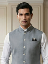 Stone grey modern cotton linen waistcoat