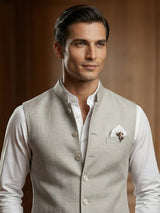 Off white elegant cotton linen waistcoat