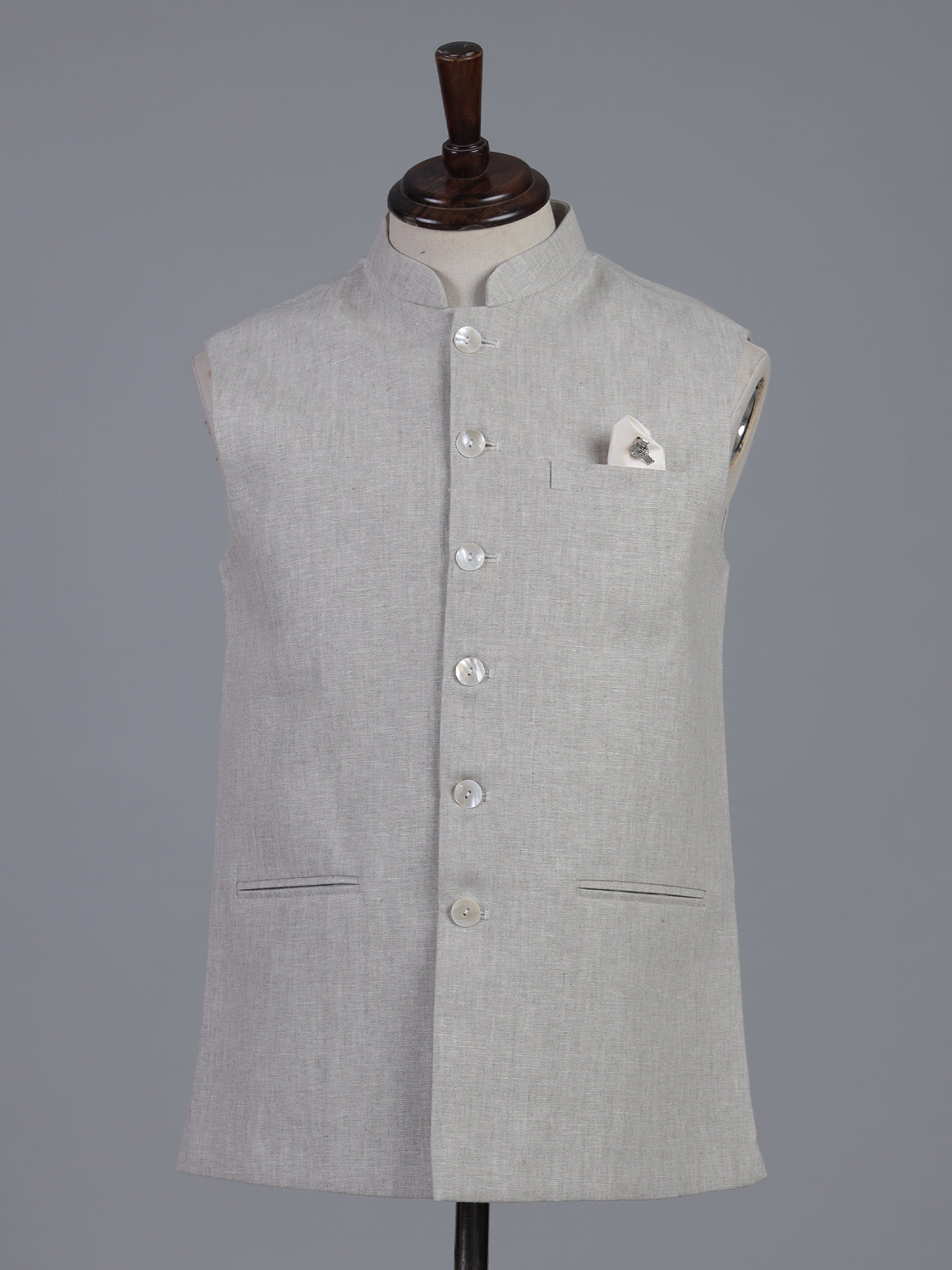 Off white elegant cotton linen waistcoat