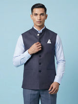 Navy blue rich cotton linen waistcoat