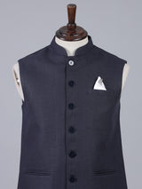 Navy blue rich cotton linen waistcoat