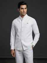 White crisp cotton linen waistcoat