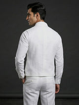 White crisp cotton linen waistcoat
