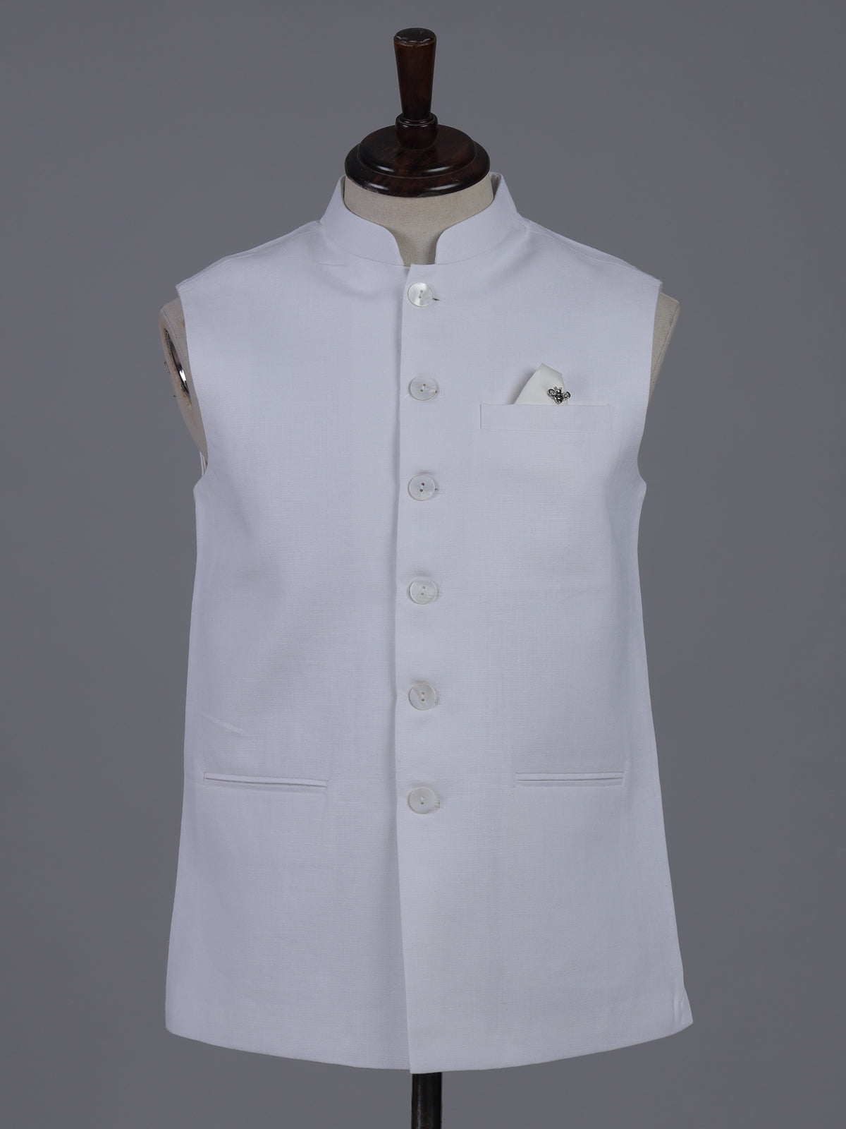 White crisp cotton linen waistcoat