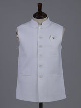 White crisp cotton linen waistcoat