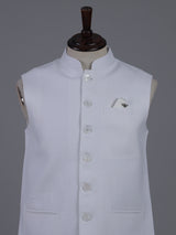 White crisp cotton linen waistcoat